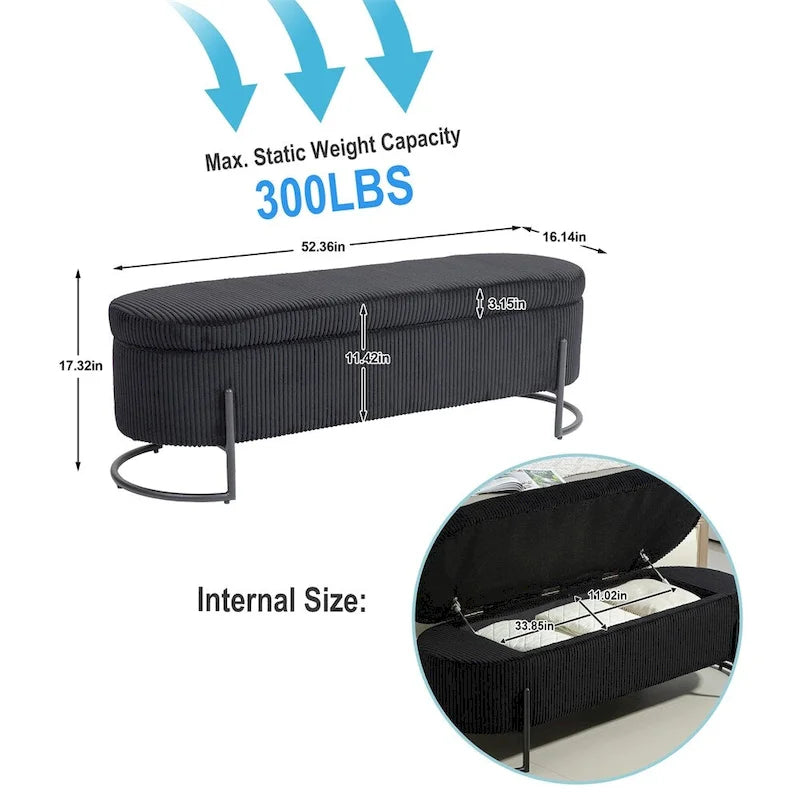 Storage Ottoman,Bedroom End Bench,Upholstered Fabric Storage Ottoman
