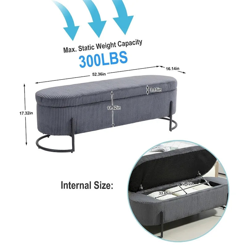 Storage Ottoman,Bedroom End Bench,Upholstered Fabric Storage Ottoman