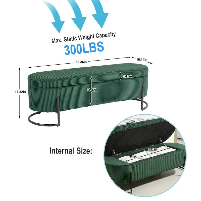Storage Ottoman,Bedroom End Bench,Upholstered Fabric Storage Ottoman