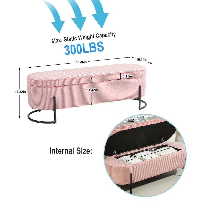 Storage Ottoman,Bedroom End Bench,Upholstered Fabric Storage Ottoman