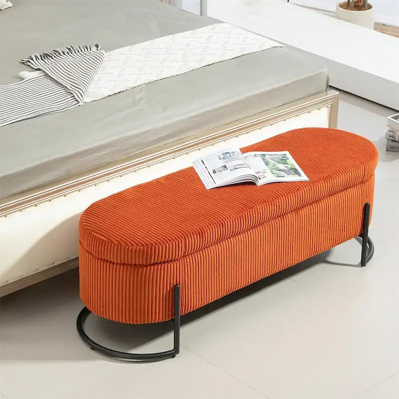 Storage Ottoman,Bedroom End Bench,Upholstered Fabric Storage Ottoman
