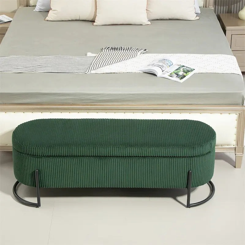 Storage Ottoman,Bedroom End Bench,Upholstered Fabric Storage Ottoman