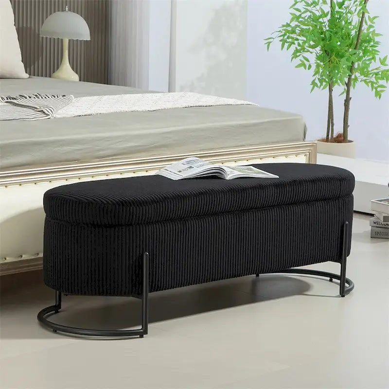 Storage Ottoman,Bedroom End Bench,Upholstered Fabric Storage Ottoman