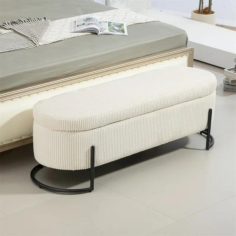 Storage Ottoman,Bedroom End Bench,Upholstered Fabric Storage Ottoman