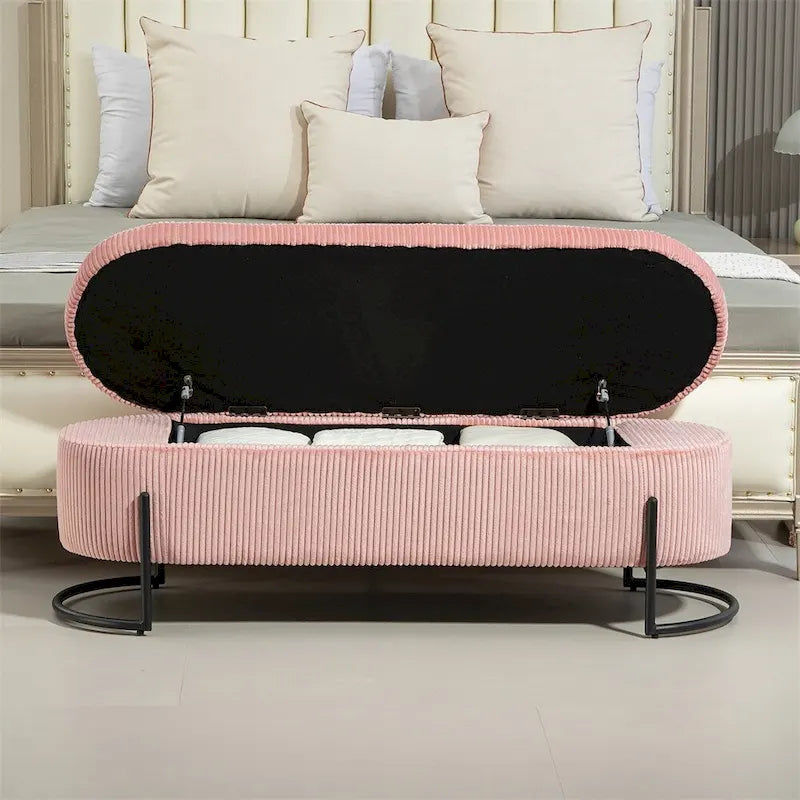Storage Ottoman,Bedroom End Bench,Upholstered Fabric Storage Ottoman