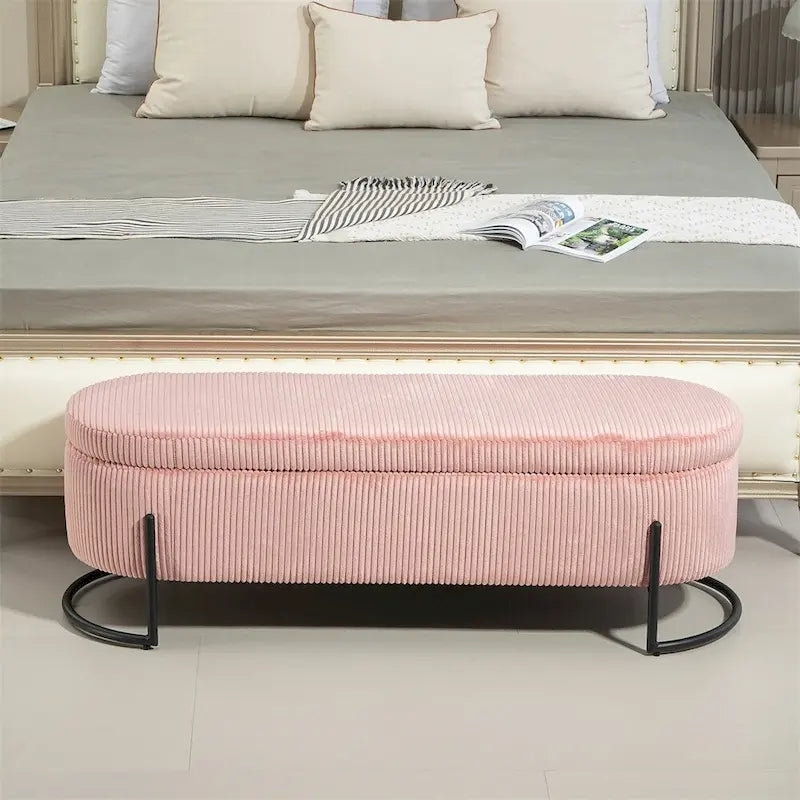 Storage Ottoman,Bedroom End Bench,Upholstered Fabric Storage Ottoman