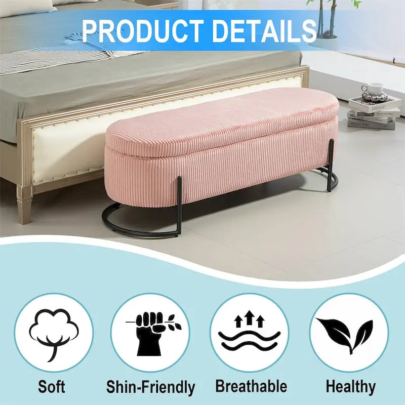 Storage Ottoman,Bedroom End Bench,Upholstered Fabric Storage Ottoman