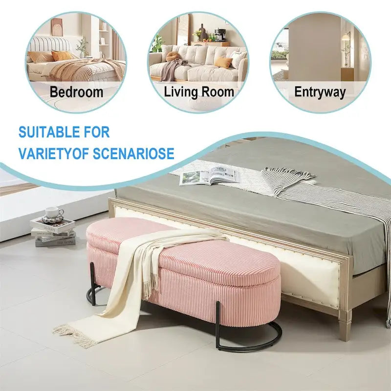 Storage Ottoman,Bedroom End Bench,Upholstered Fabric Storage Ottoman