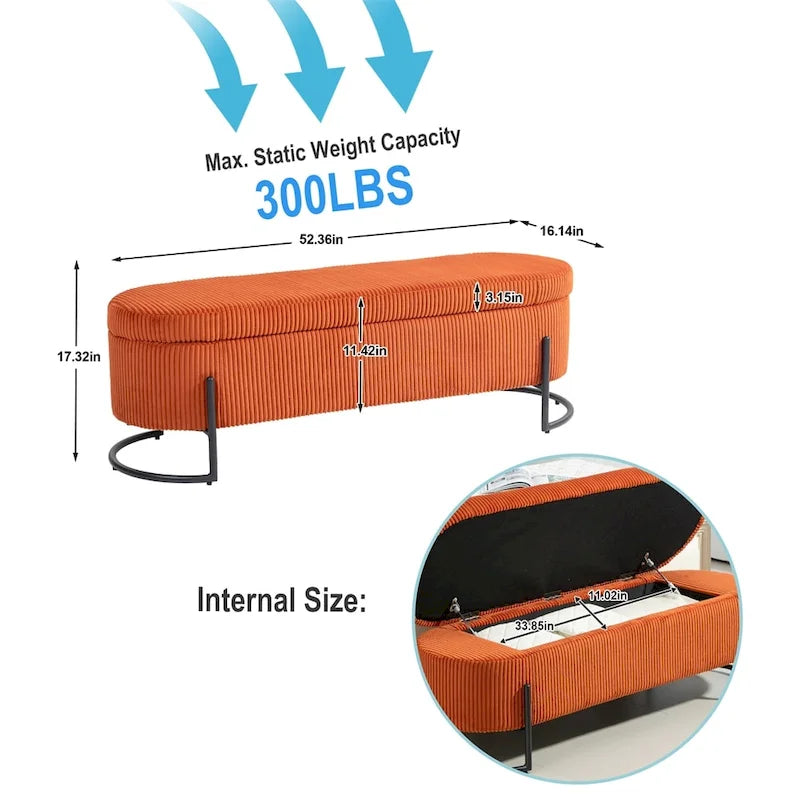 Storage Ottoman,Bedroom End Bench,Upholstered Fabric Storage Ottoman