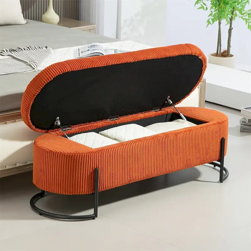 Storage Ottoman,Bedroom End Bench,Upholstered Fabric Storage Ottoman