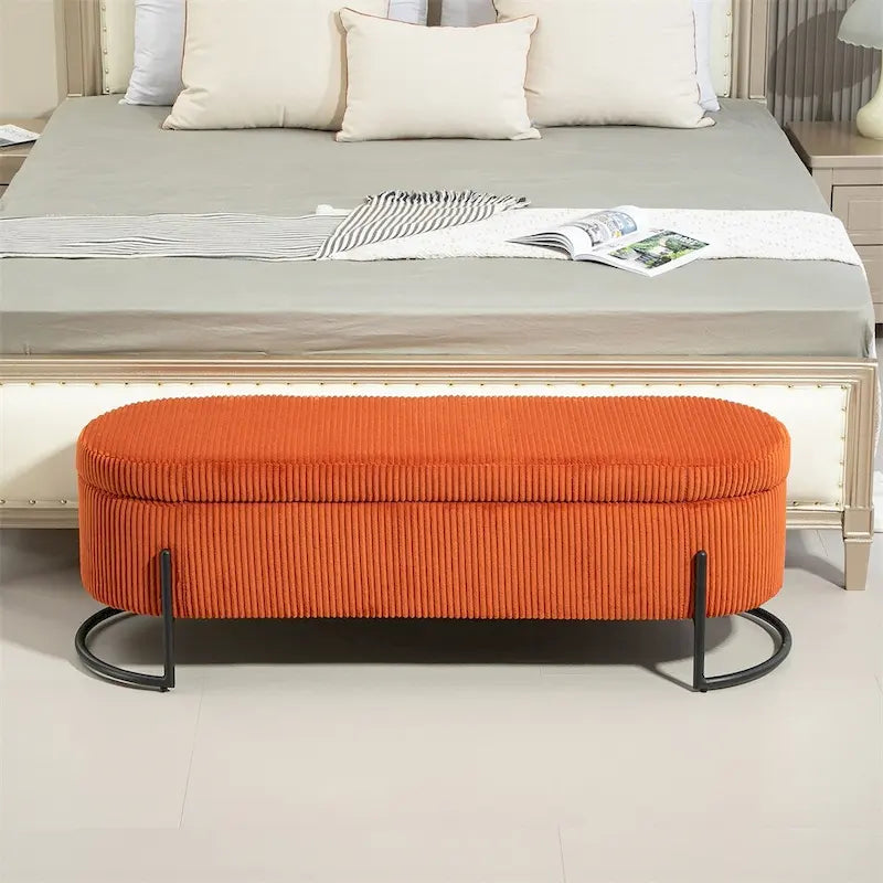 Storage Ottoman,Bedroom End Bench,Upholstered Fabric Storage Ottoman