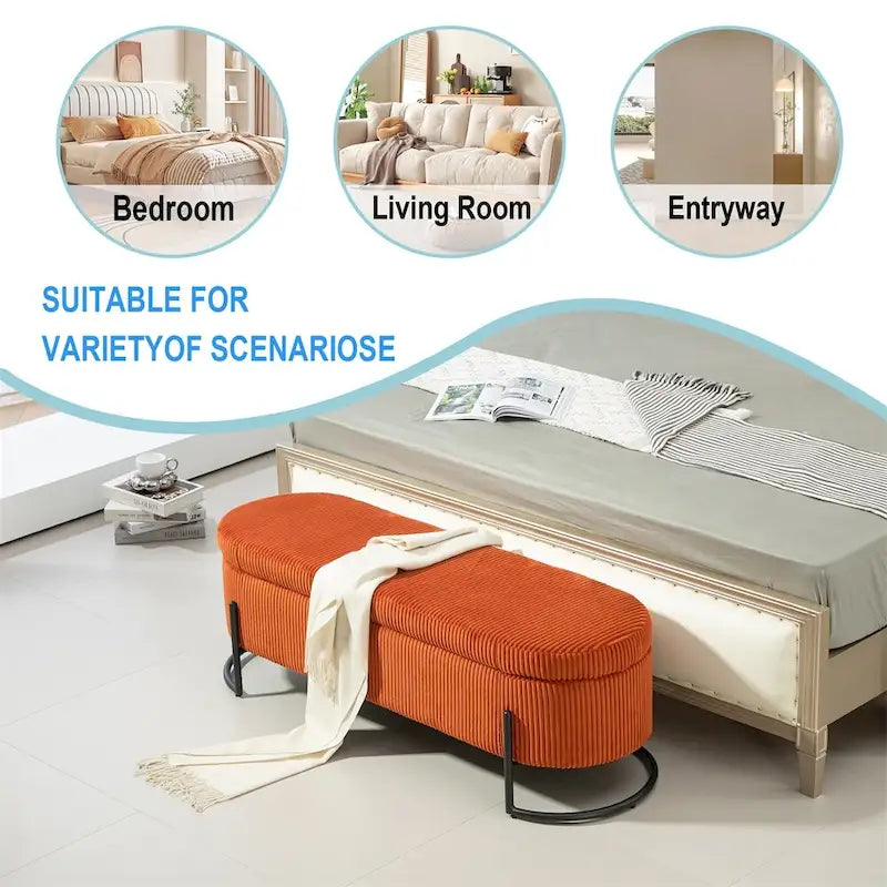 Storage Ottoman,Bedroom End Bench,Upholstered Fabric Storage Ottoman