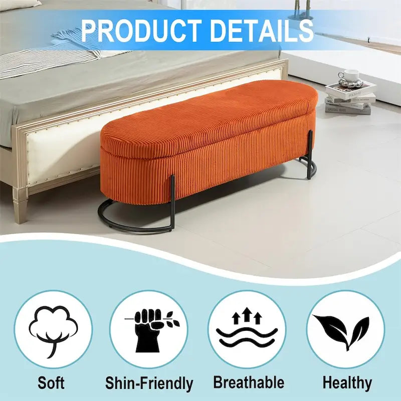 Storage Ottoman,Bedroom End Bench,Upholstered Fabric Storage Ottoman