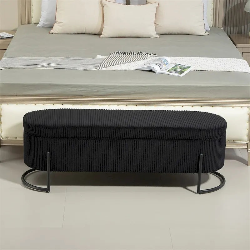 Storage Ottoman,Bedroom End Bench,Upholstered Fabric Storage Ottoman