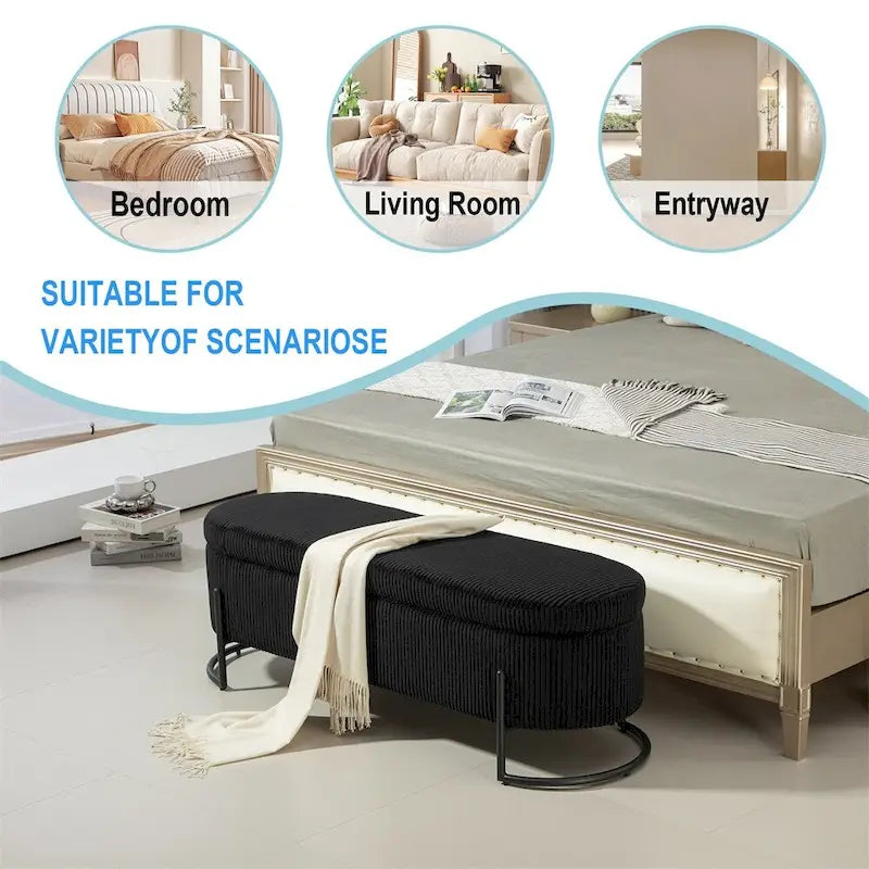 Storage Ottoman,Bedroom End Bench,Upholstered Fabric Storage Ottoman
