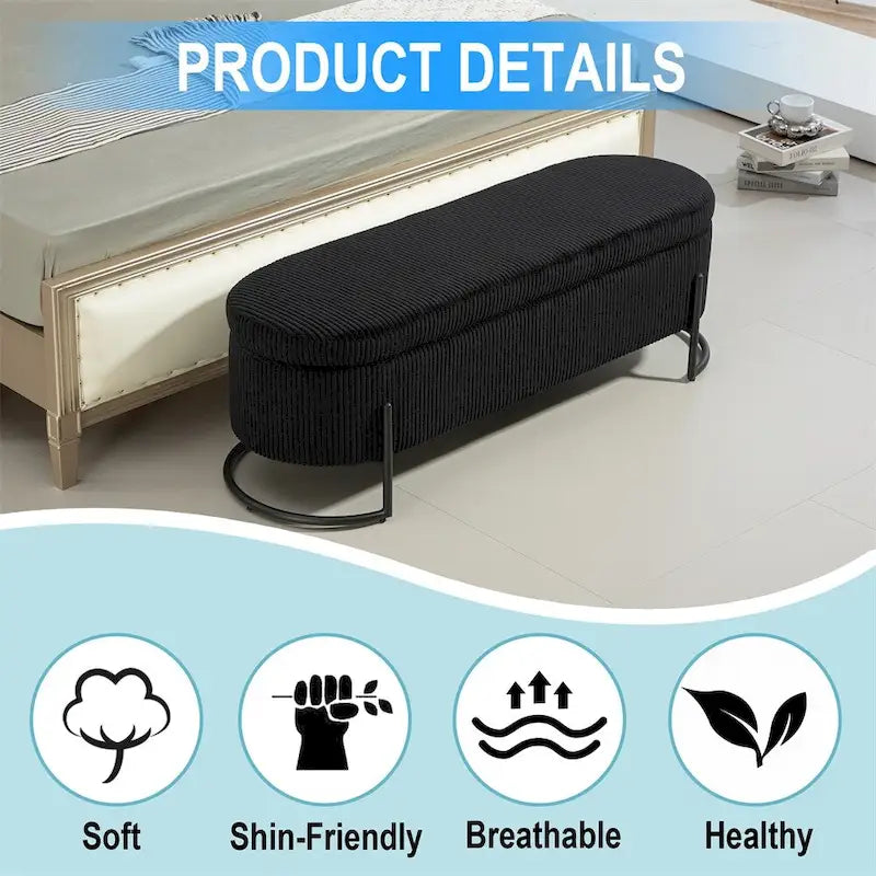 Storage Ottoman,Bedroom End Bench,Upholstered Fabric Storage Ottoman