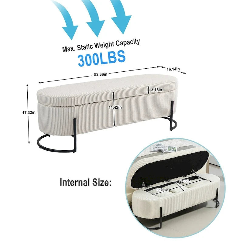 Storage Ottoman,Bedroom End Bench,Upholstered Fabric Storage Ottoman