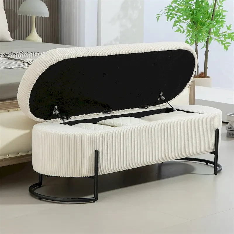 Storage Ottoman,Bedroom End Bench,Upholstered Fabric Storage Ottoman