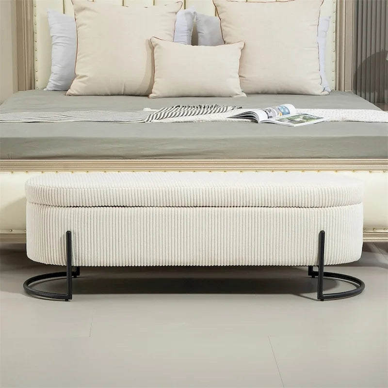 Storage Ottoman,Bedroom End Bench,Upholstered Fabric Storage Ottoman