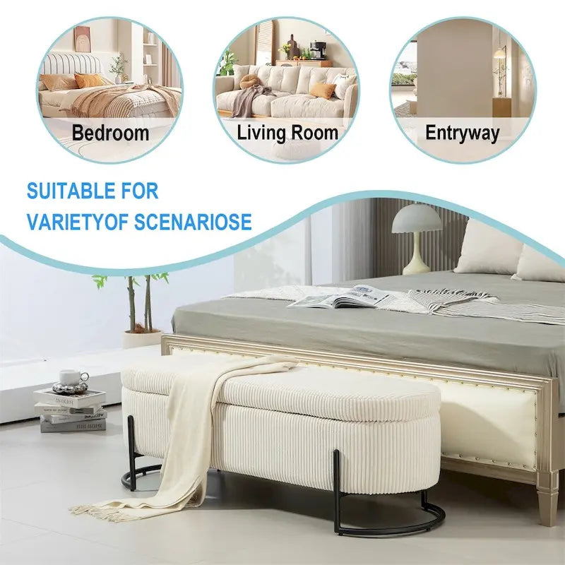 Storage Ottoman,Bedroom End Bench,Upholstered Fabric Storage Ottoman