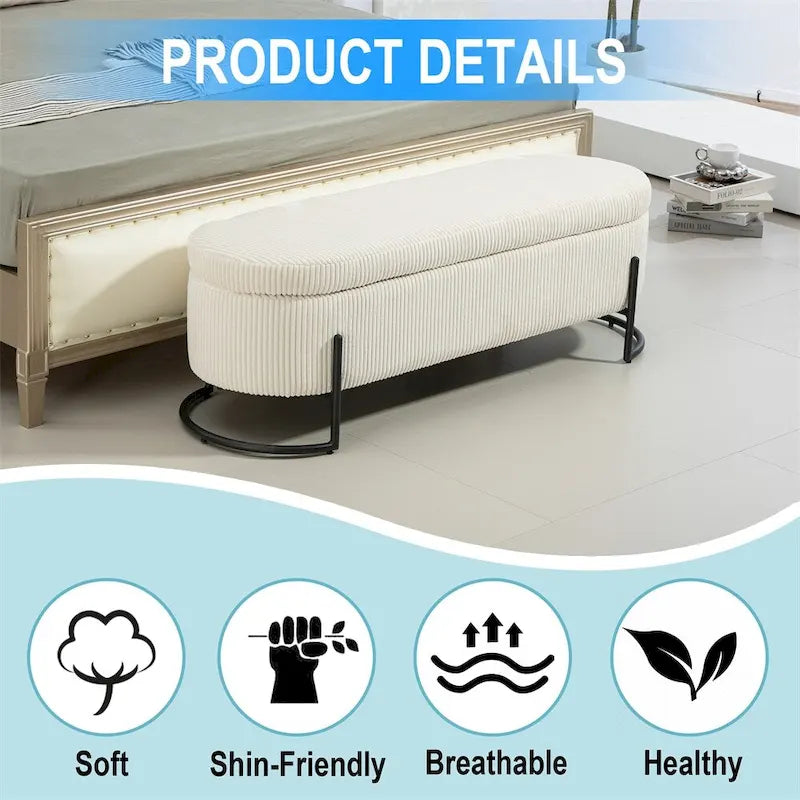 Storage Ottoman,Bedroom End Bench,Upholstered Fabric Storage Ottoman