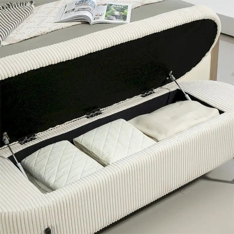 Storage Ottoman,Bedroom End Bench,Upholstered Fabric Storage Ottoman