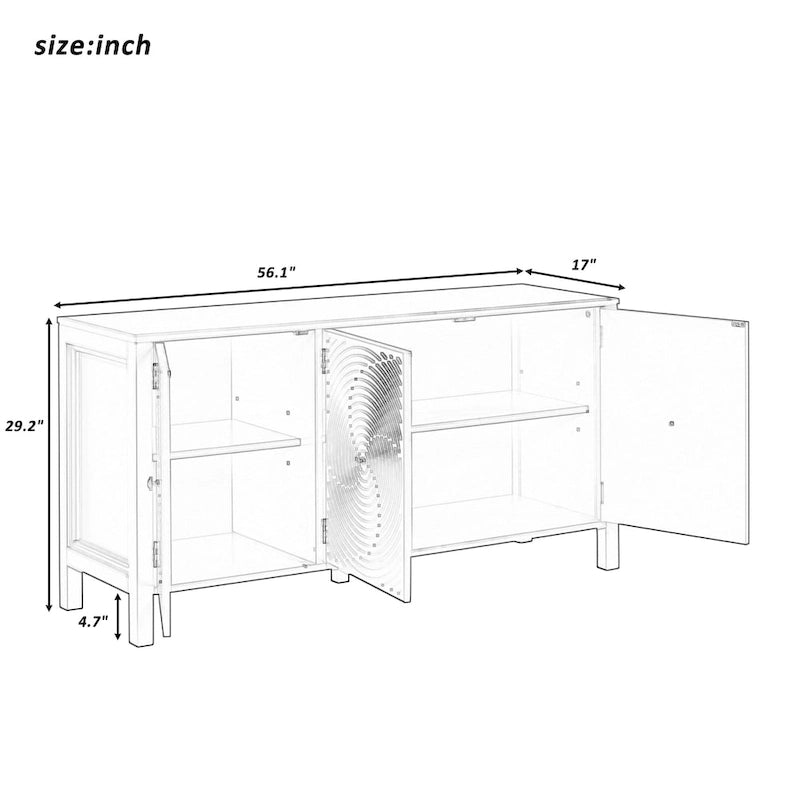 Sideboard with Curved Swirl Patterned Doors
