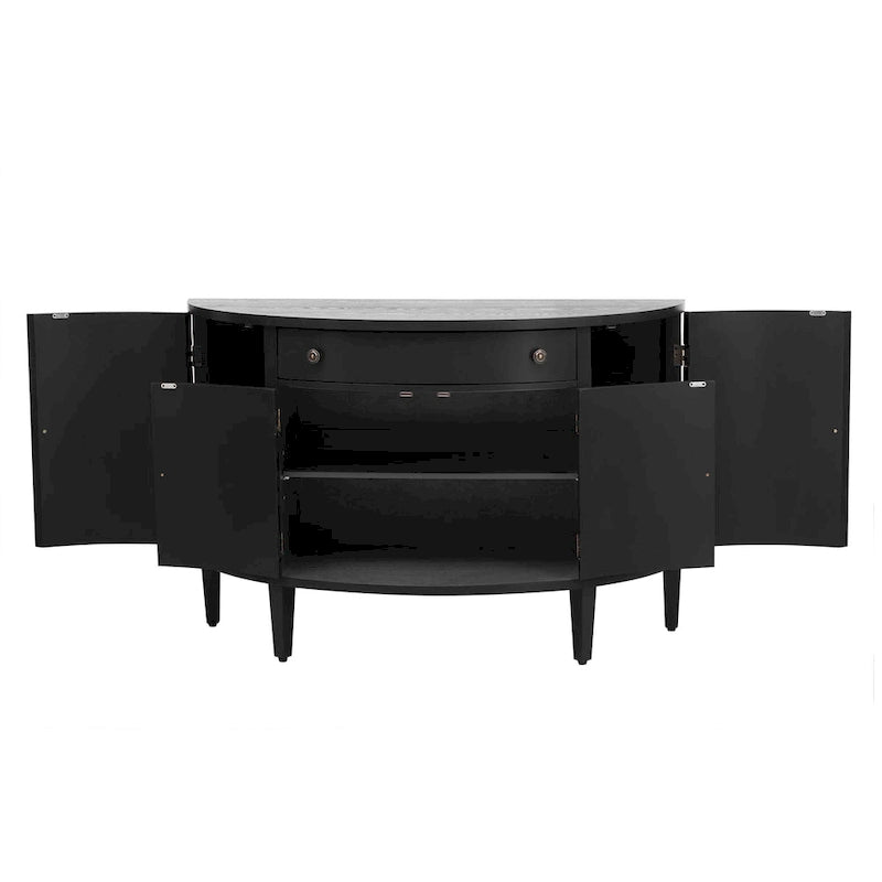 Curved Design Storage Cabinet made of Fraxinus Mandschuric Solid Wood Veneer, Adjustable Shelves