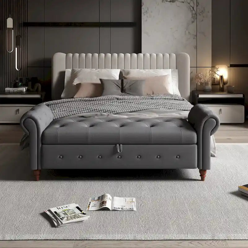 Tufted storage bench
