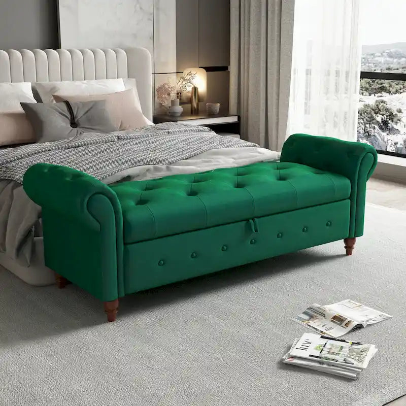 Tufted storage bench