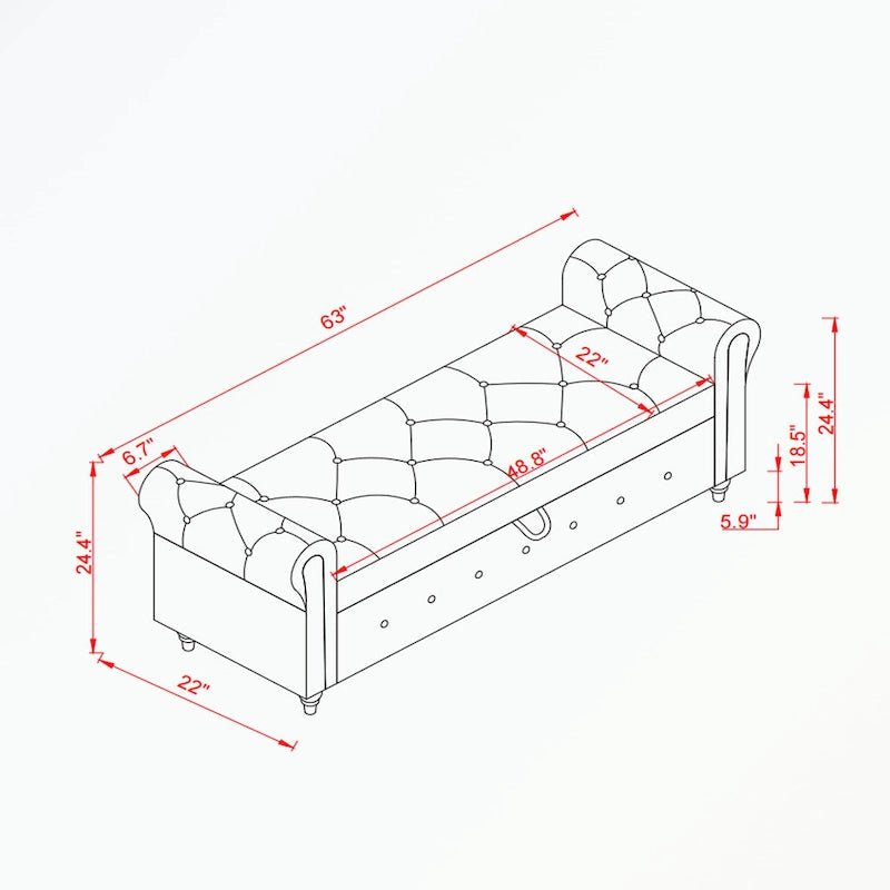 Tufted storage bench