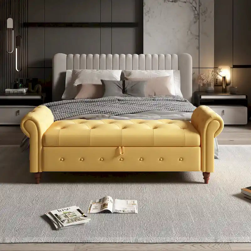 Tufted storage bench