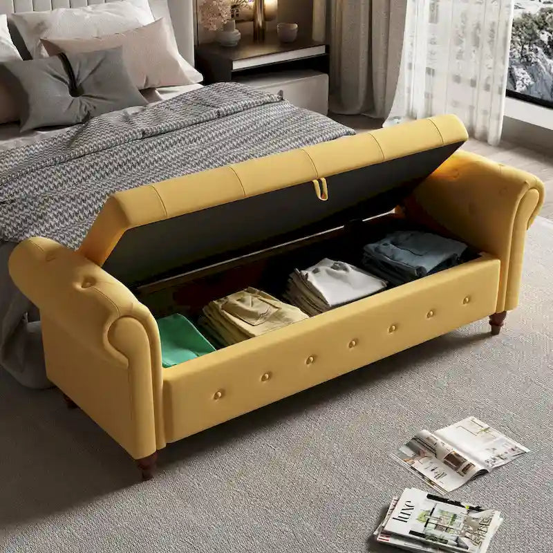 Tufted storage bench