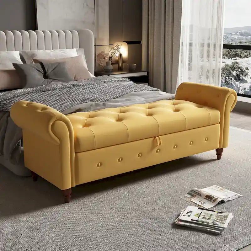 Tufted storage bench