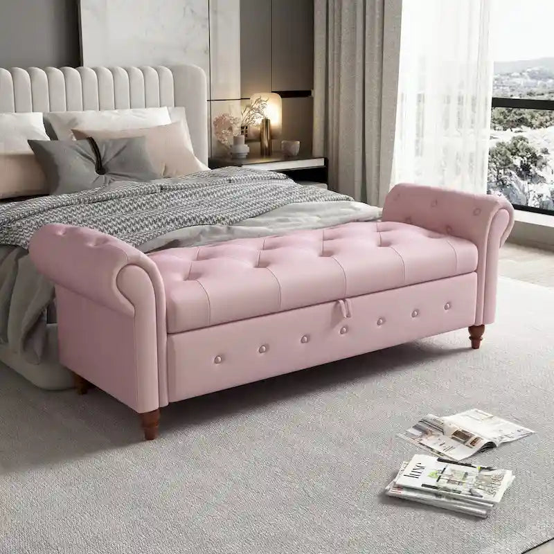 Tufted storage bench