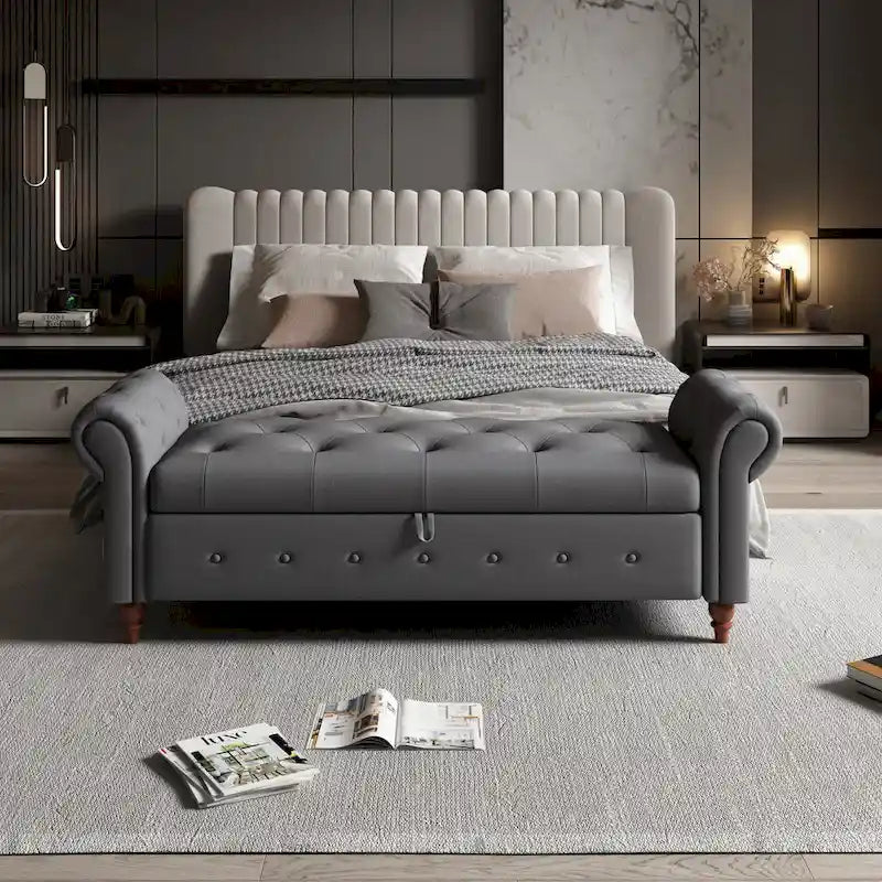 Tufted storage bench