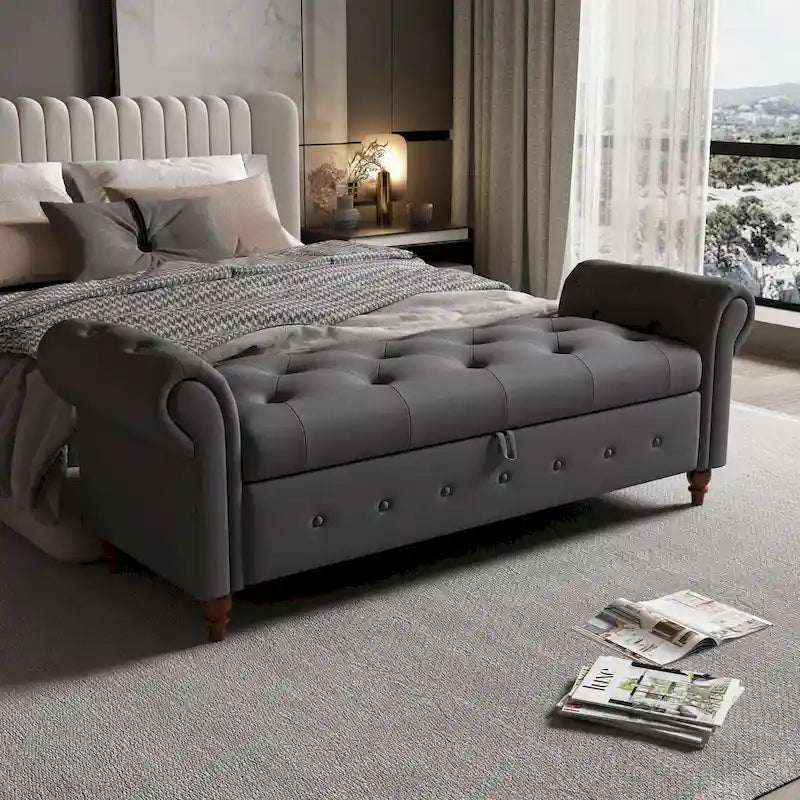 Tufted storage bench