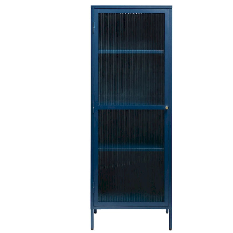Moderne metalen vitrinekast met glas, 63"
