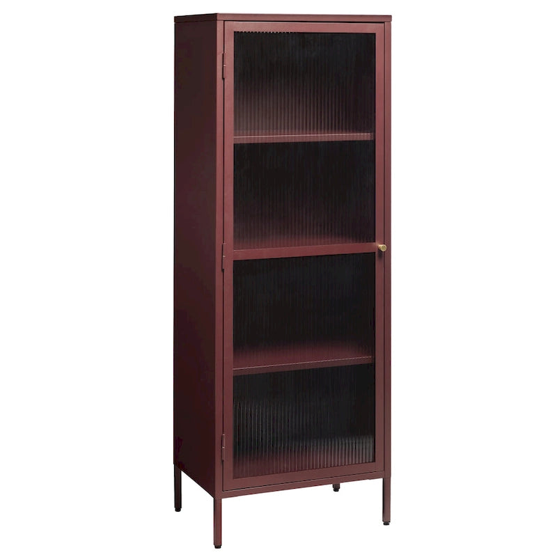 Moderne metalen vitrinekast met glas, 63"