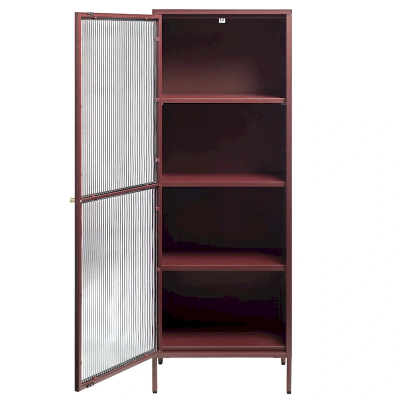 Moderne metalen vitrinekast met glas, 63"