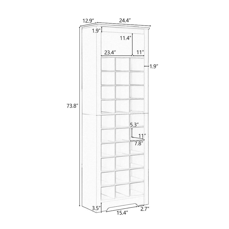 Grande armoire moderne autoportante à 30 casiers à chaussures