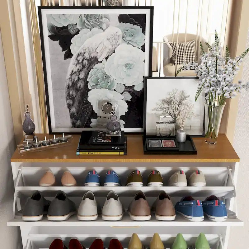 Wood 3-Drawer Entryway Shoe Cabinet