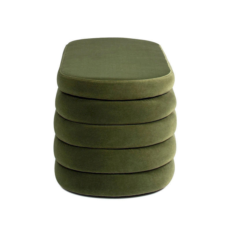 49" Boucle Faux Sherpa Upholstered Tufted Oval Storage Bench