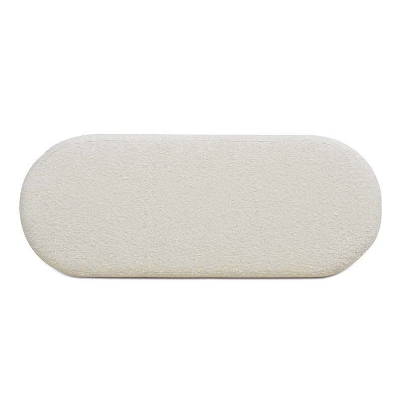 49" Boucle Faux Sherpa Upholstered Tufted Oval Storage Bench