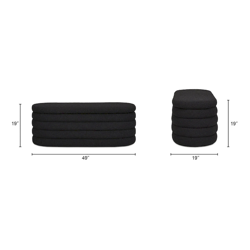 49" Boucle Faux Sherpa Upholstered Tufted Oval Storage Bench