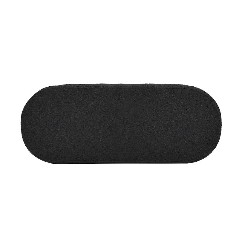 49" Boucle Faux Sherpa Upholstered Tufted Oval Storage Bench