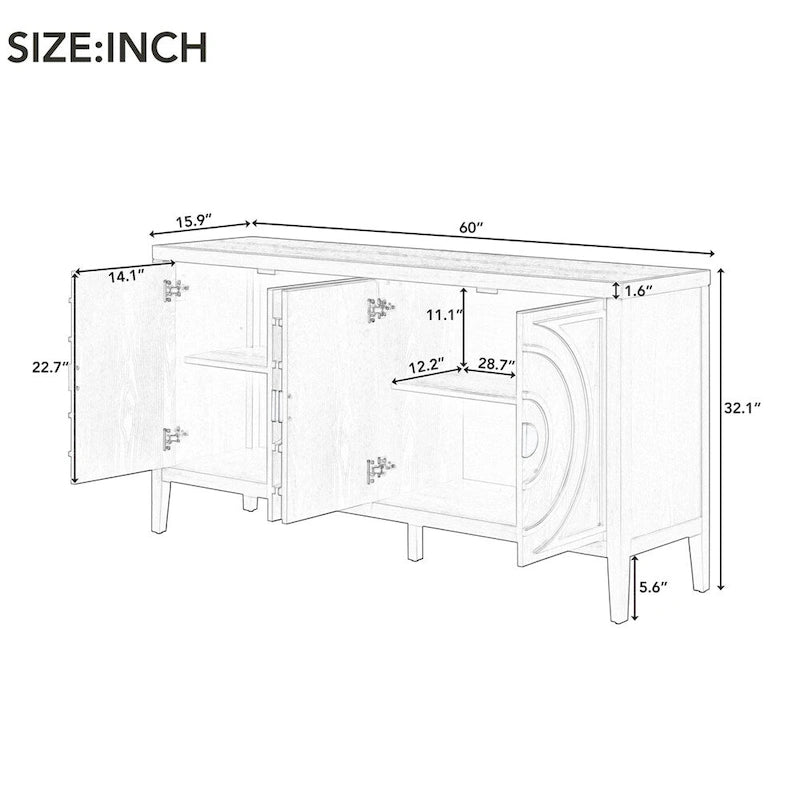Sideboard Cabinet with Metal Door Handle