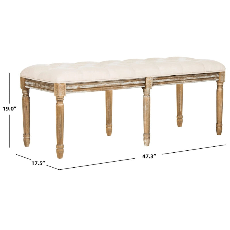 Panca in legno trapuntata - 47.3" x 17.5" x 19"