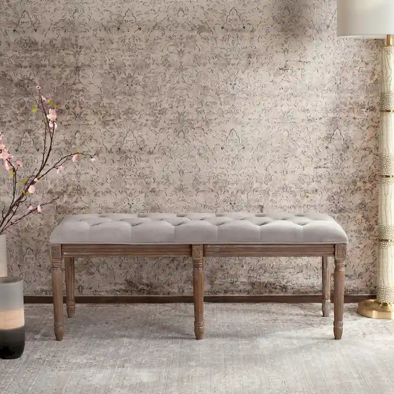 Panca in legno trapuntata - 47.3" x 17.5" x 19"