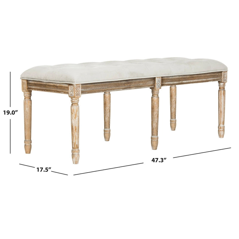 Panca in legno trapuntata - 47.3" x 17.5" x 19"